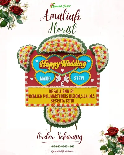 Karangan Papan Bunga Pernikahan di Denai